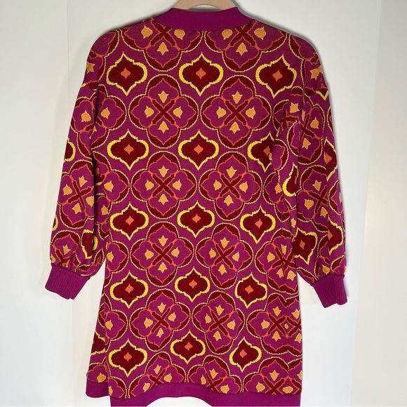 Never Fully Dressed Colorful Viscose Knit Cardigan Women Sz 4 Pink Long Sweater - Picture 3 of 10